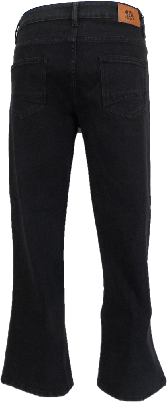 Run & Fly Mens Black Denim Bootcut Stretch Flares Jeans