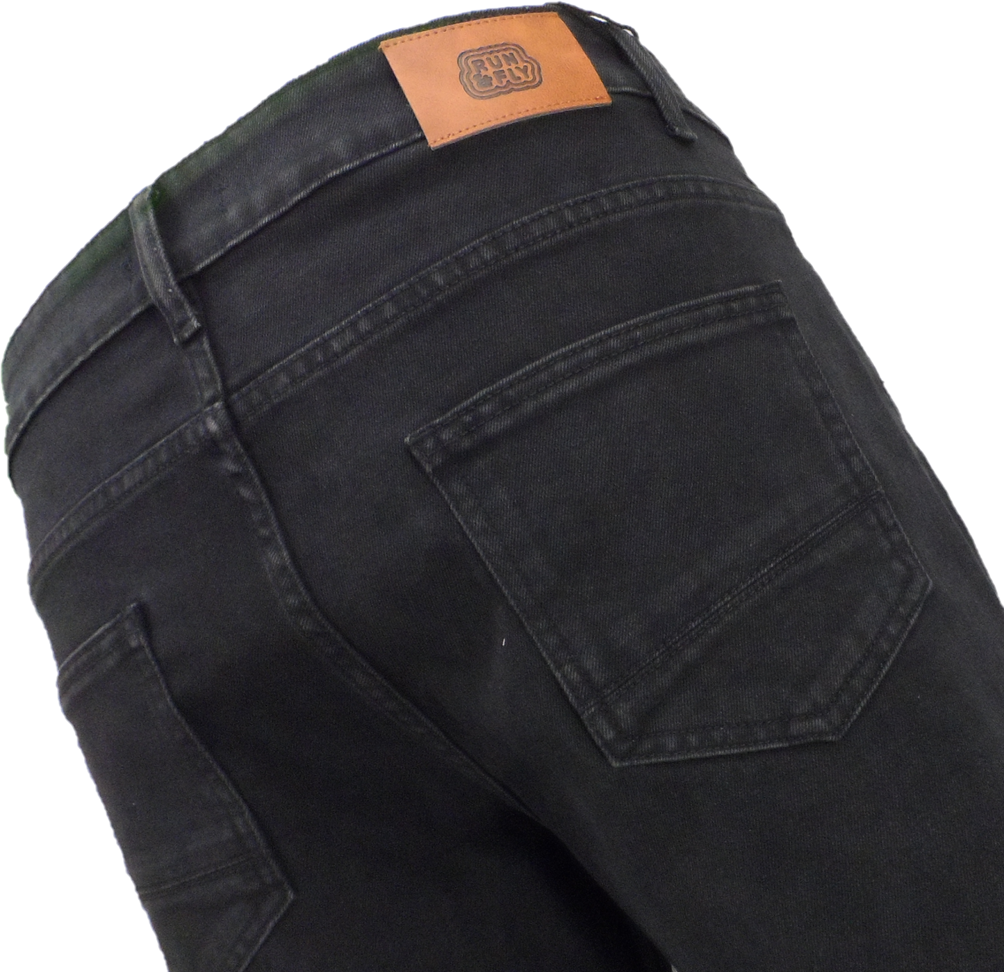 Run & Fly Mens Black Denim Bootcut Stretch Flares Jeans