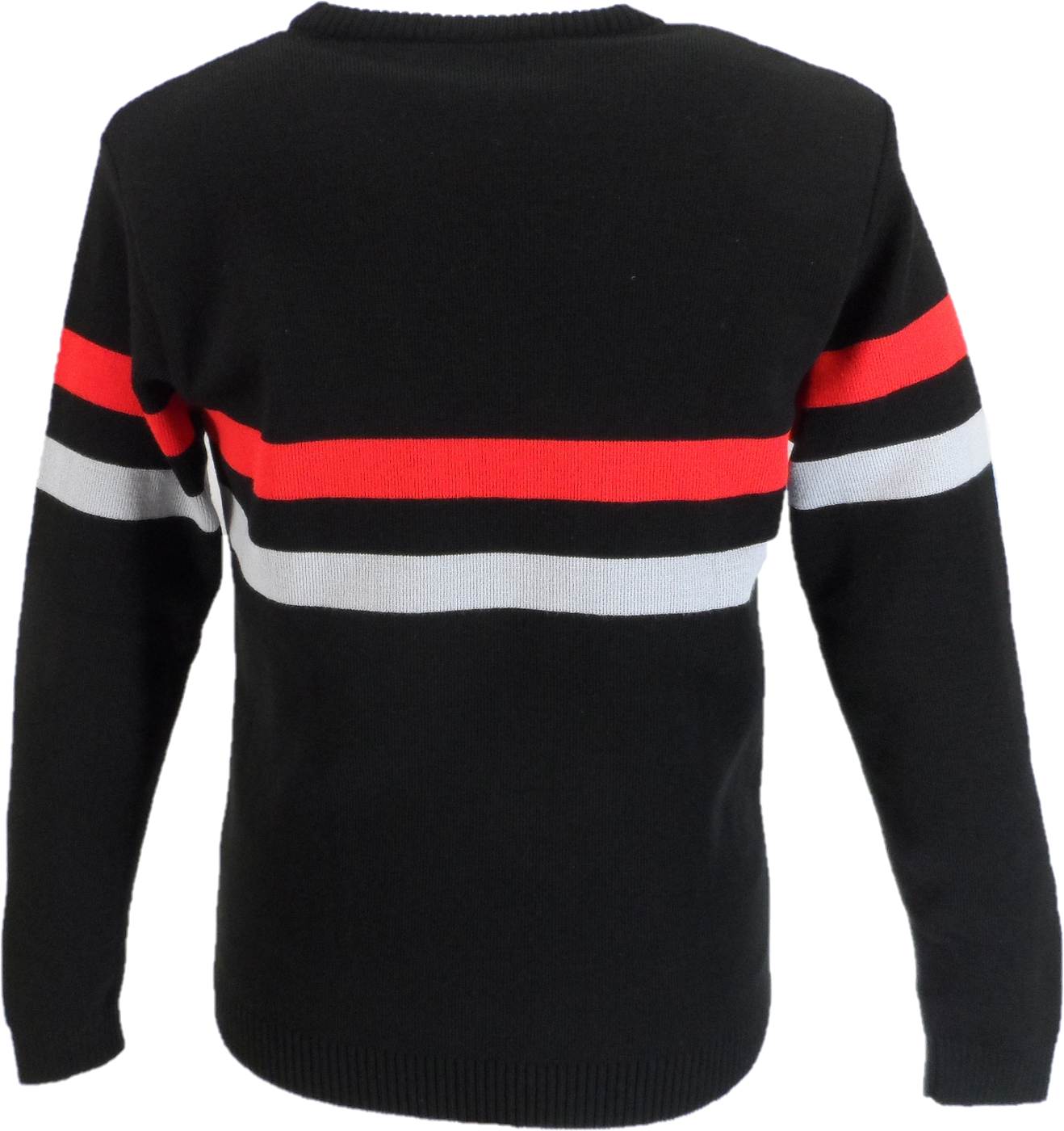 Mazeys Mens Black Horizontal Stripe Crew Neck Jumper