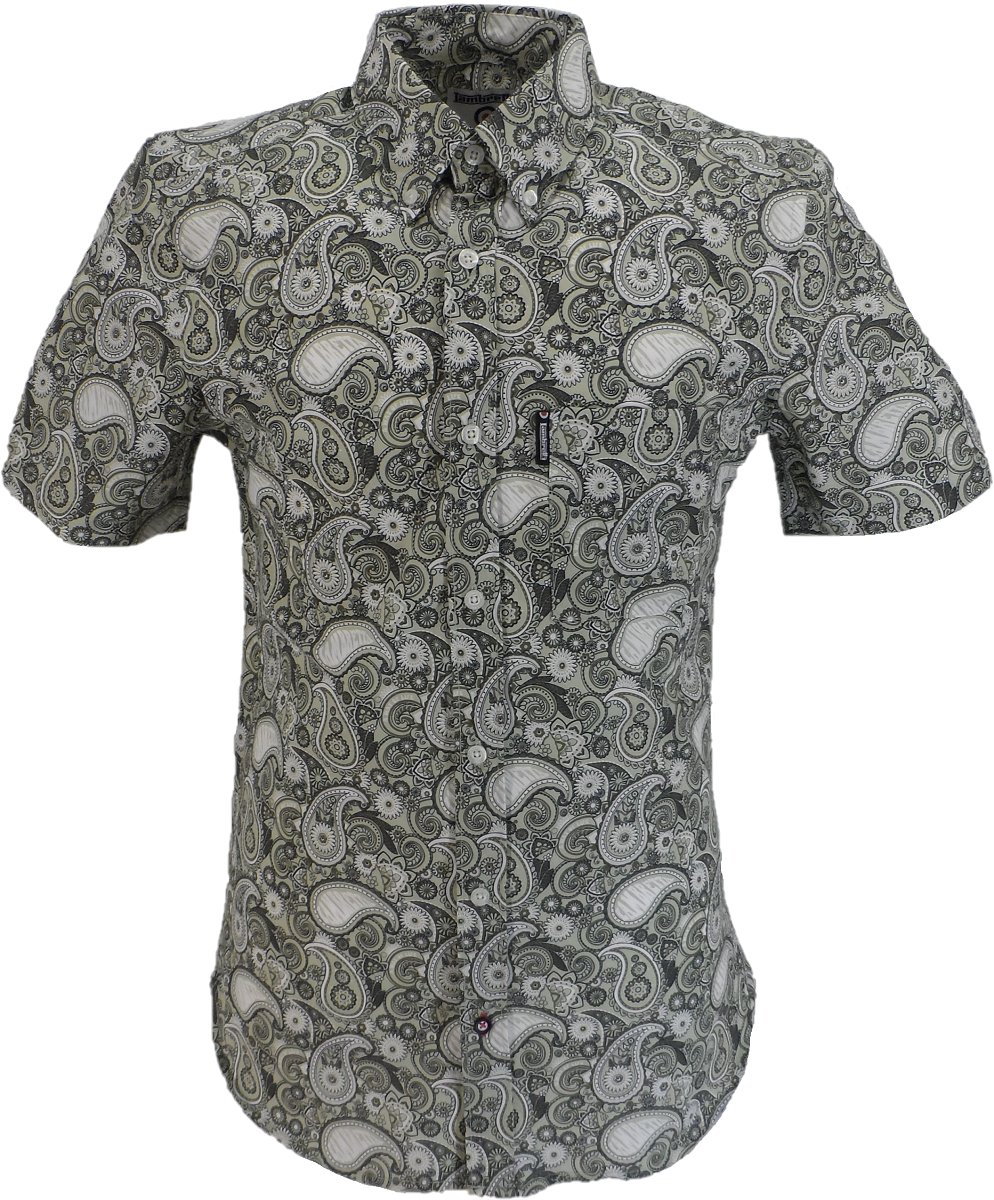 Lambretta Mens Desert Sage Paisley Short Sleeved Button Down Shirts
