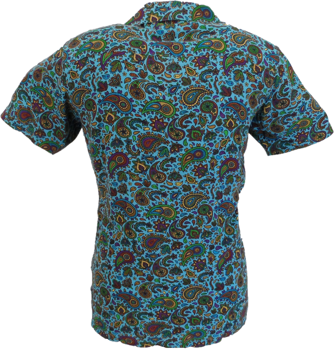 Run & Fly Mens Sky Blue Paisley Short Sleeved Shirt