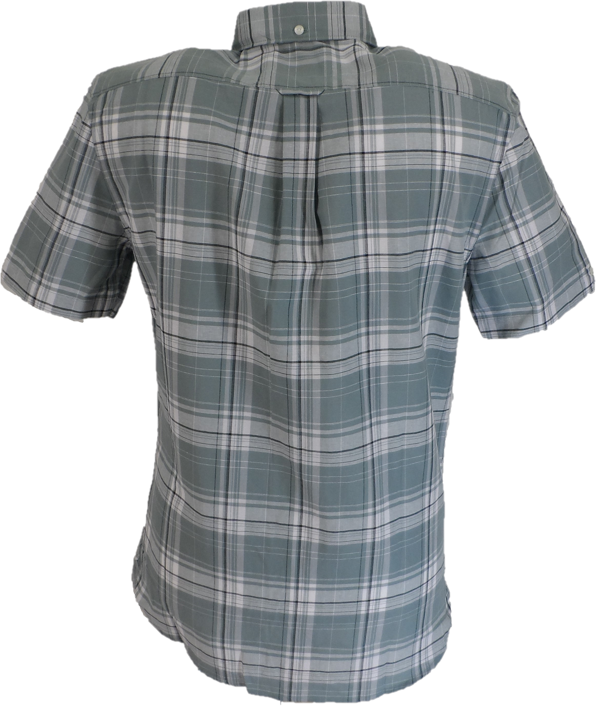 Lambretta Mens Blue/Grey Checked Short Sleeved Button Down Shirts