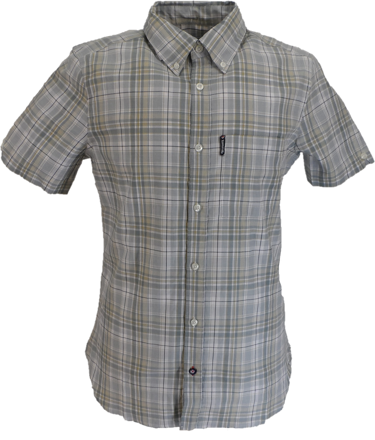 Lambretta Mens Grey Multi Checked Short Sleeved Button Down Shirts