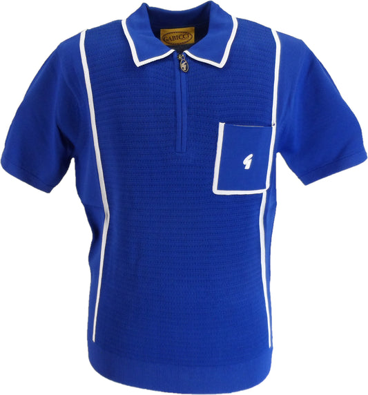 Gabicci Mens Sapphire Blue Archive Alfeo Knitted Zip Polo Shirt