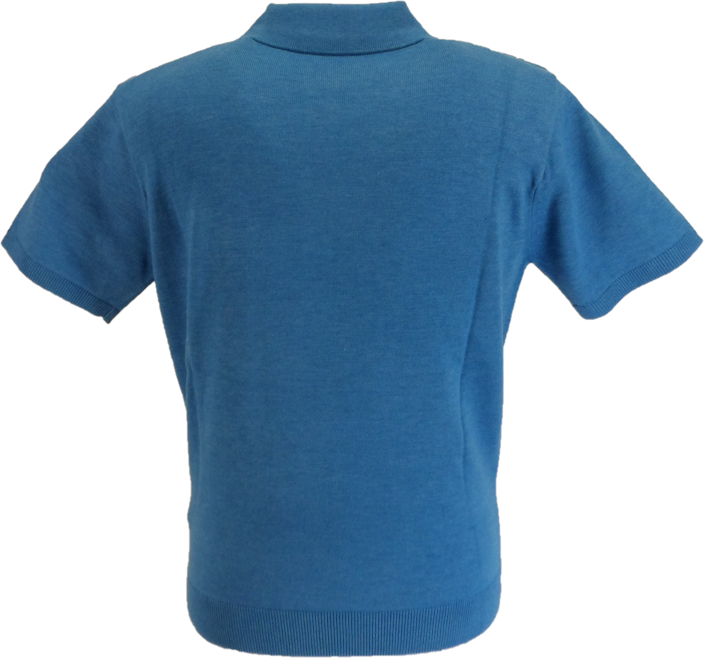 Gabicci Mens Aqua Blue Striped Knitted Polo Shirt