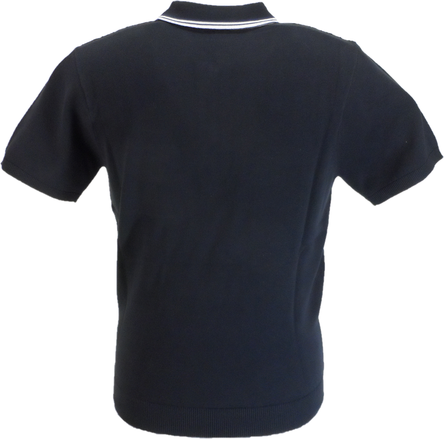 Gabicci Mens Navy Blue Marr Textured Knitted Zip Polo Shirt