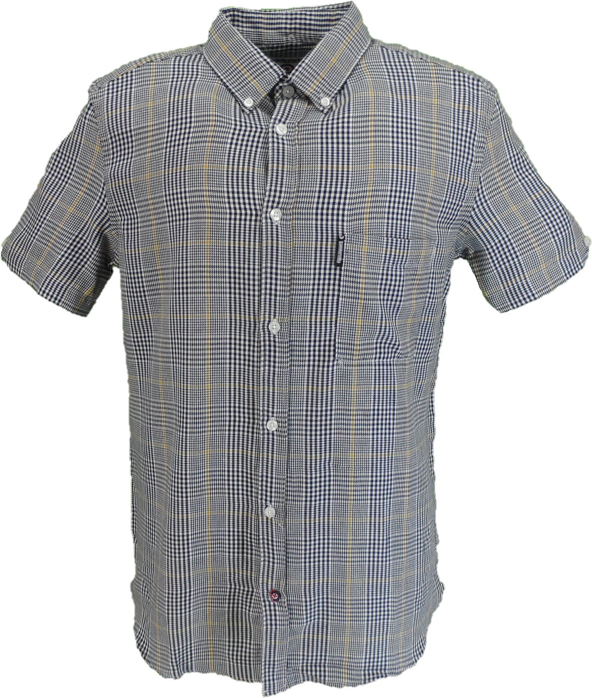 Lambretta Mens Houndstooth Short Sleeved Button Down Shirts