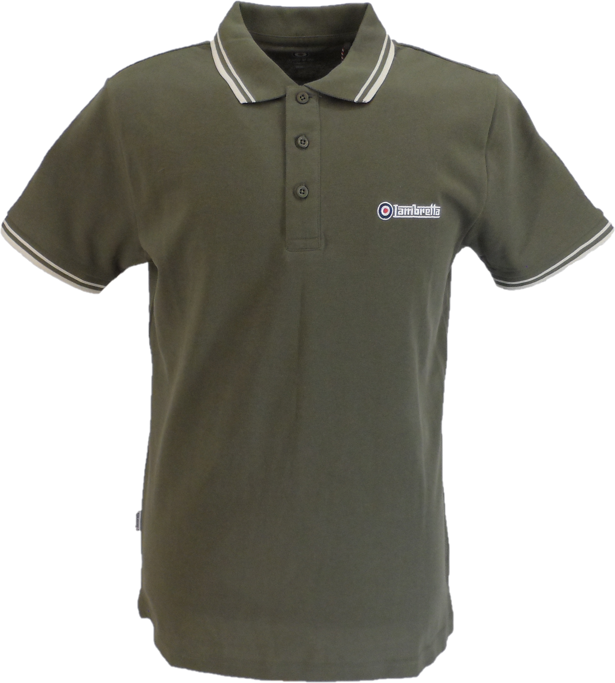 Lambretta Khaki/Oatmeal Retro Target Logo 100% Cotton Polo Shirts