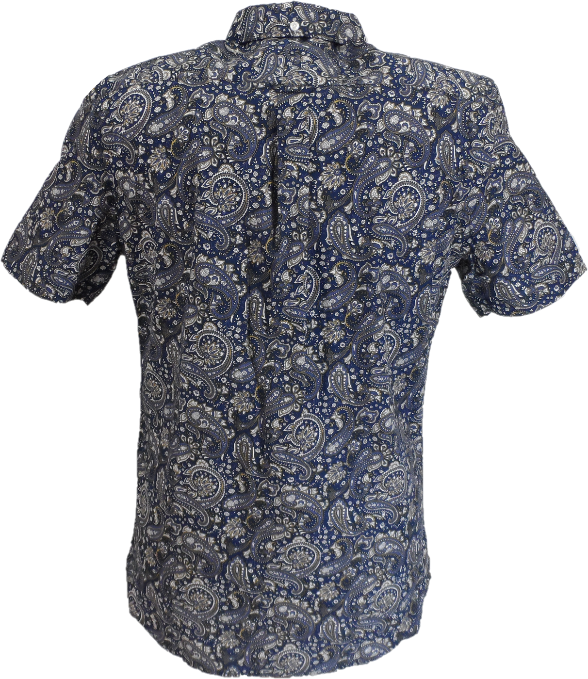Lambretta Mens Navy Blue Paisley Short Sleeved Button Down Shirts