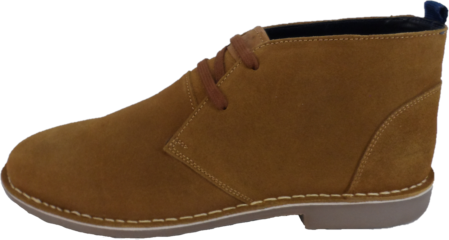 Roamers Tan 2 Eyelet Retro Real Suede Desert Boots