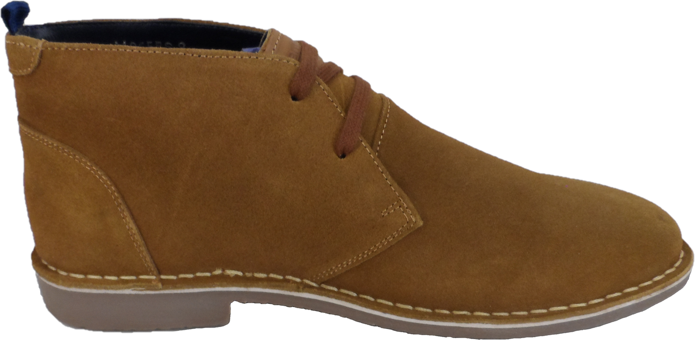 Roamers Tan 2 Eyelet Retro Real Suede Desert Boots
