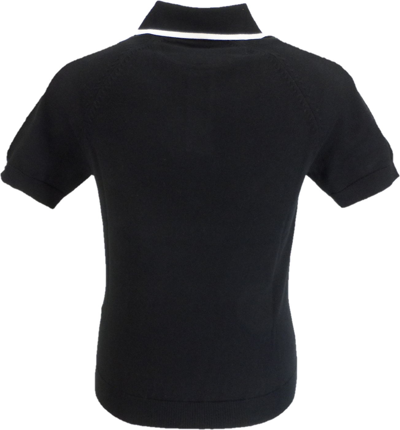 Ska & Soul Black 'Moran' Stripe Front Fine Gauge Polo