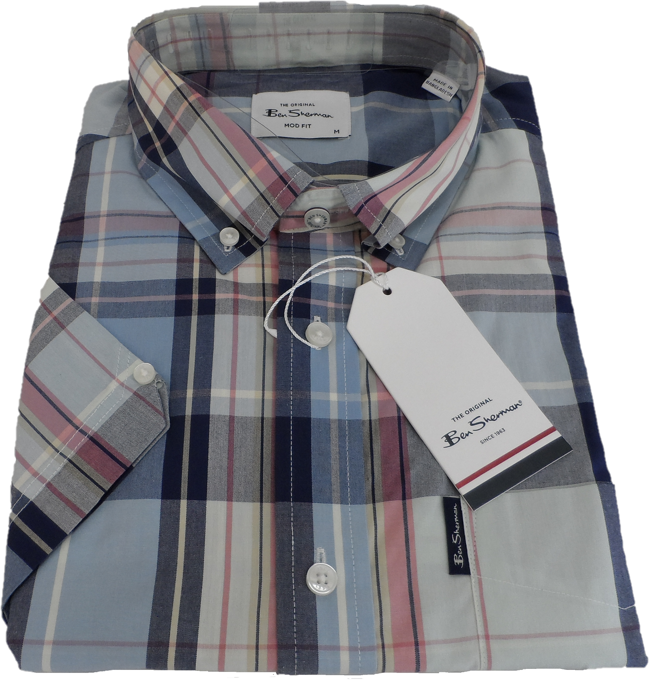 Ben Sherman Mens Blue Grey Large Oversize Check Shirts