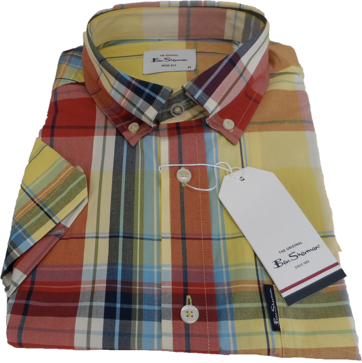 Ben Sherman Mens Lemon Zest Oversize Check Shirts