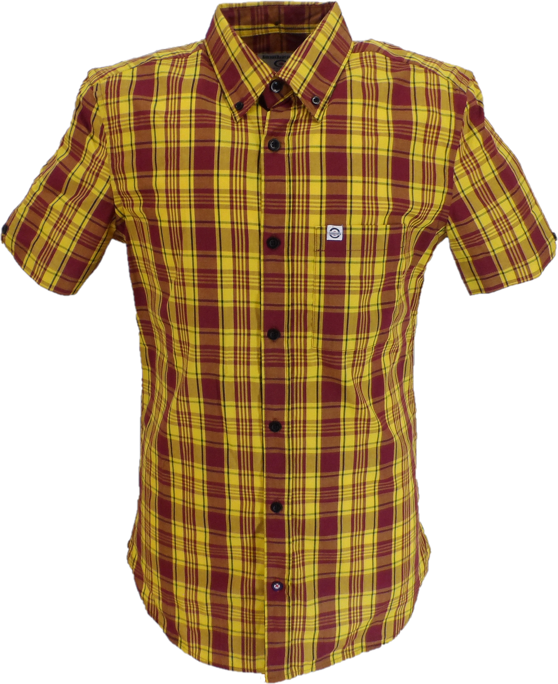 Lambretta Mens Burgundy/Gold Button Down Shirts  Mazeys UK