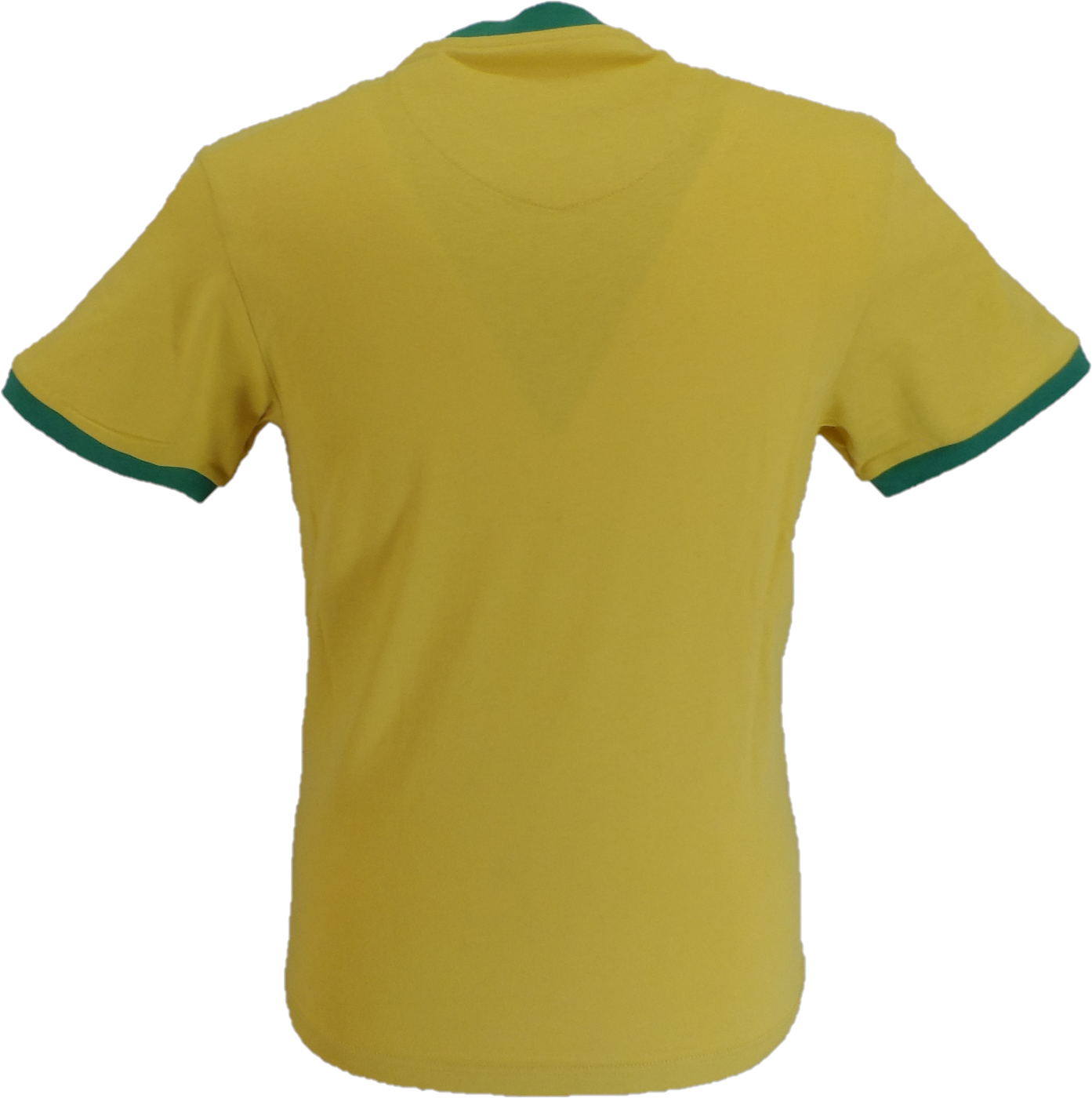 Trojan Mens Mustard Yellow Flag Badge 100% Cotton Ringer T-Shirt