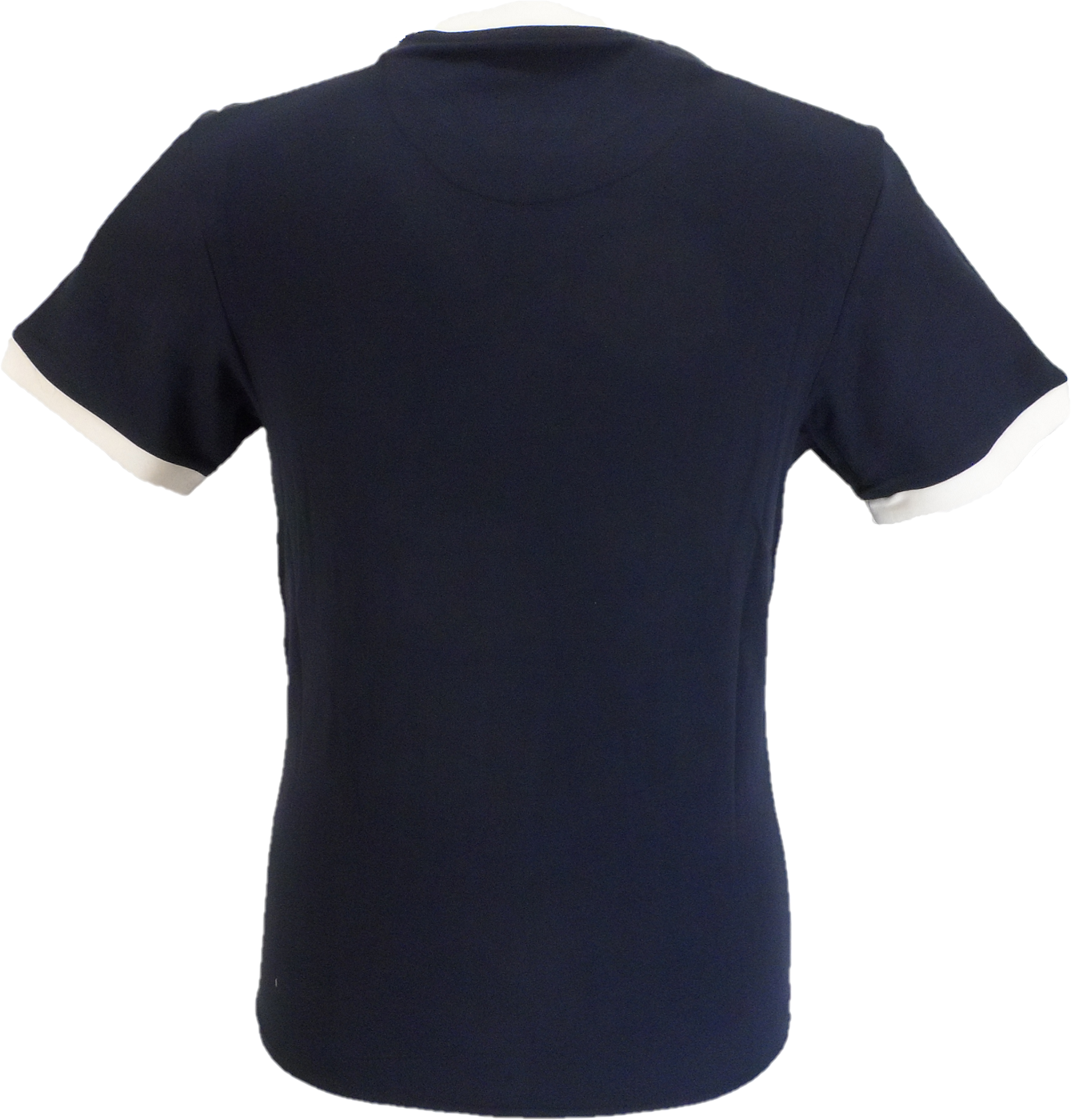 Trojan Mens Navy Blue Stripe Front Cotton Peach T-Shirt