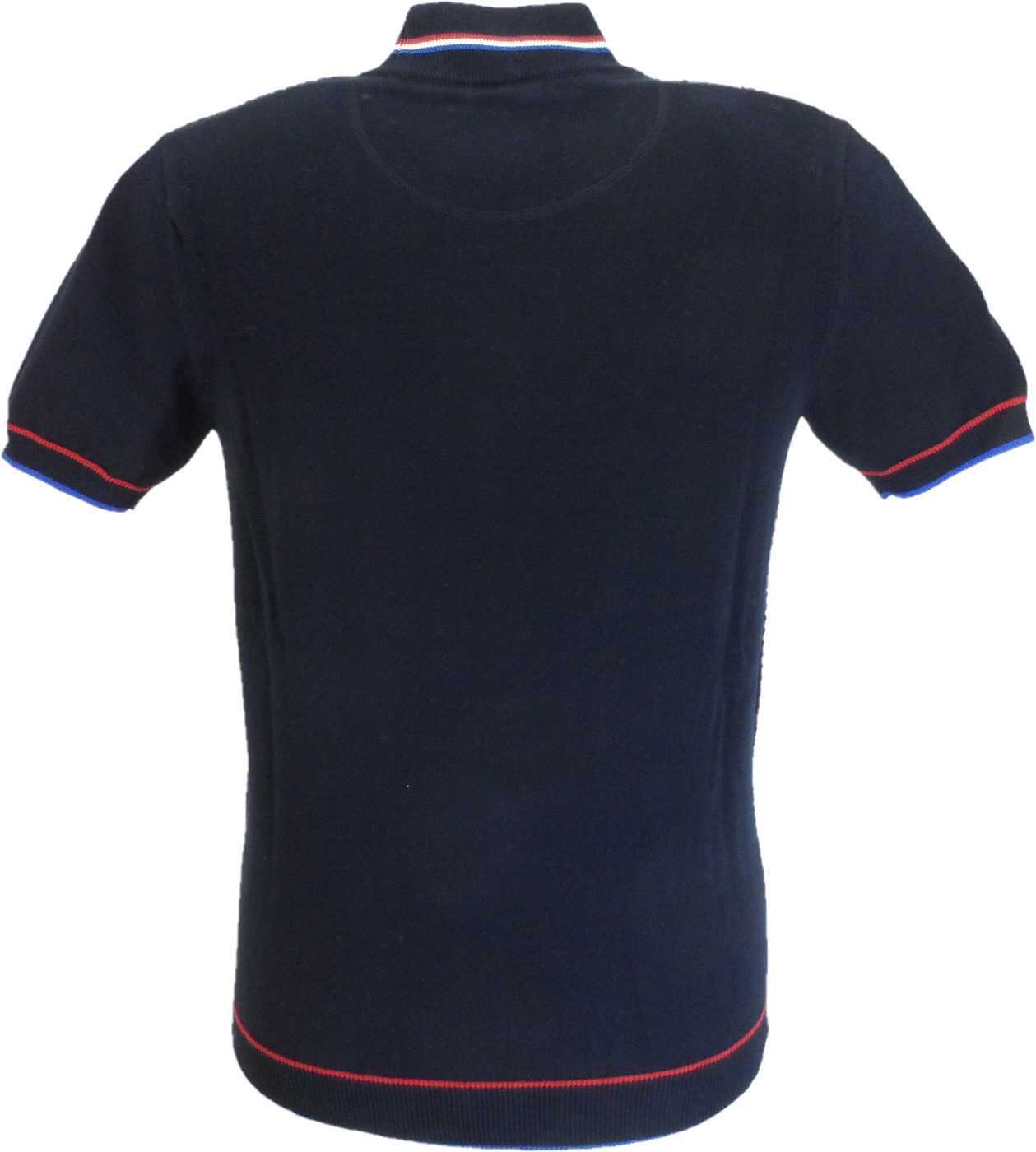 Trojan Mens Navy Blue Textured Racing Stripe Short Sleeved Turtle Neck
