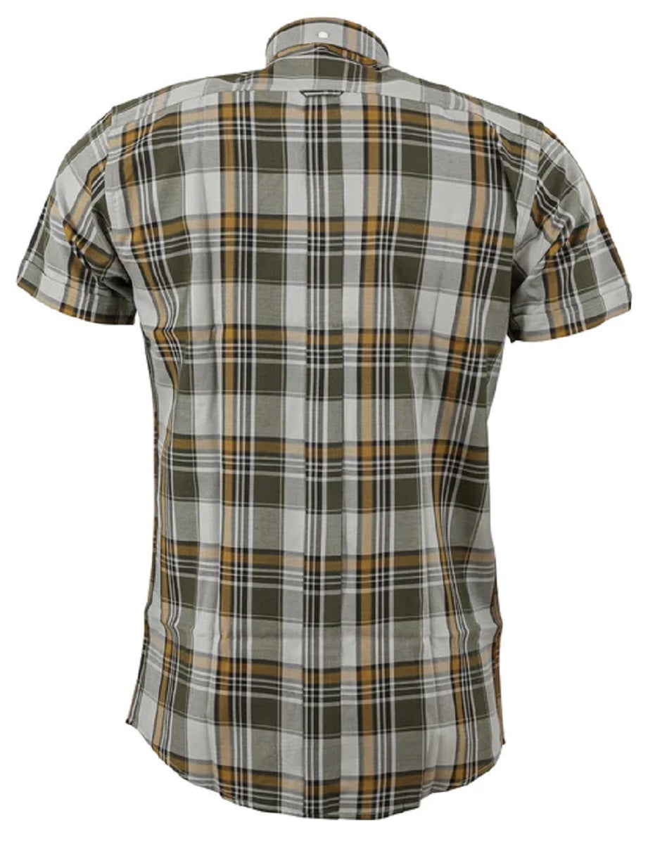 Relco Mens Grey Checked Short Sleeved Button Down Shirts