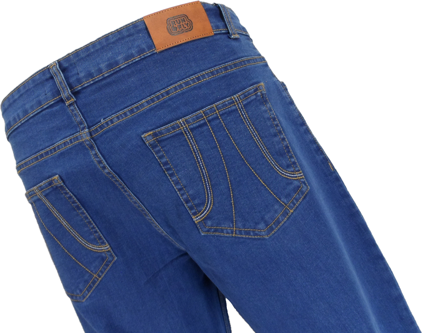 Run & Fly Mens Stone Wash Denim Bell Bottom Flares Jeans