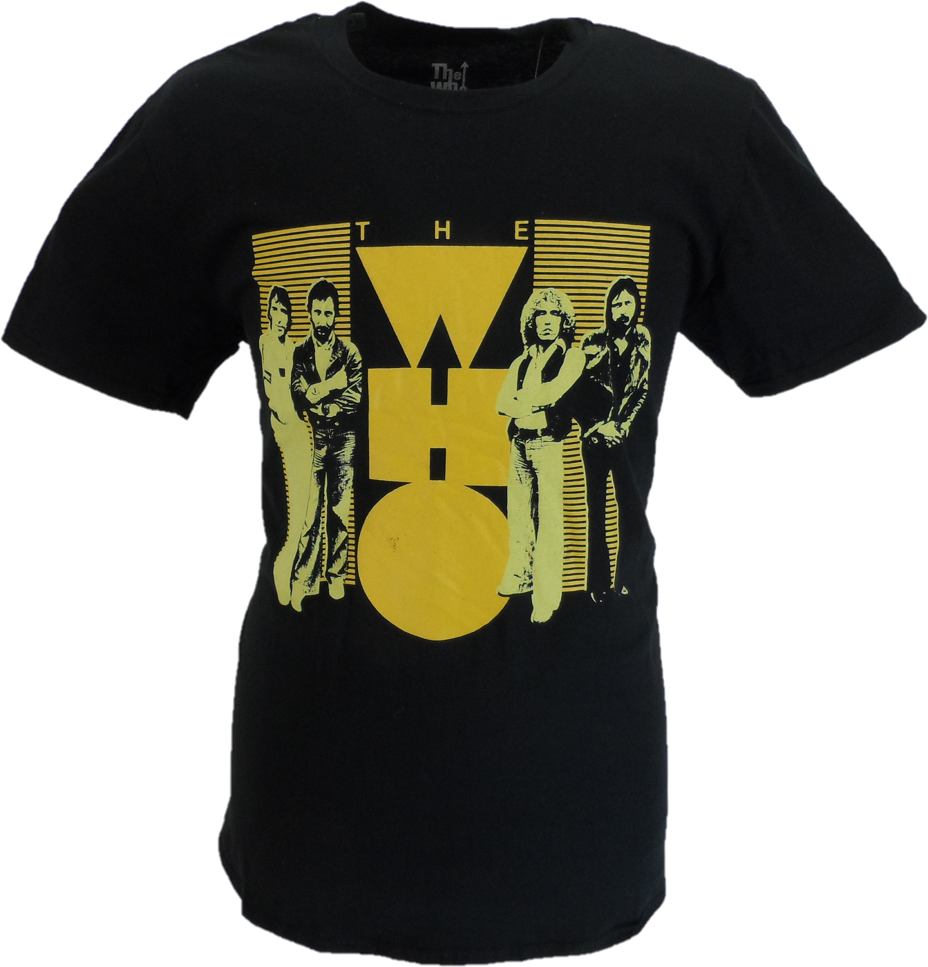 Mens Black Official The Who Yellow Band Shot T Shirt
