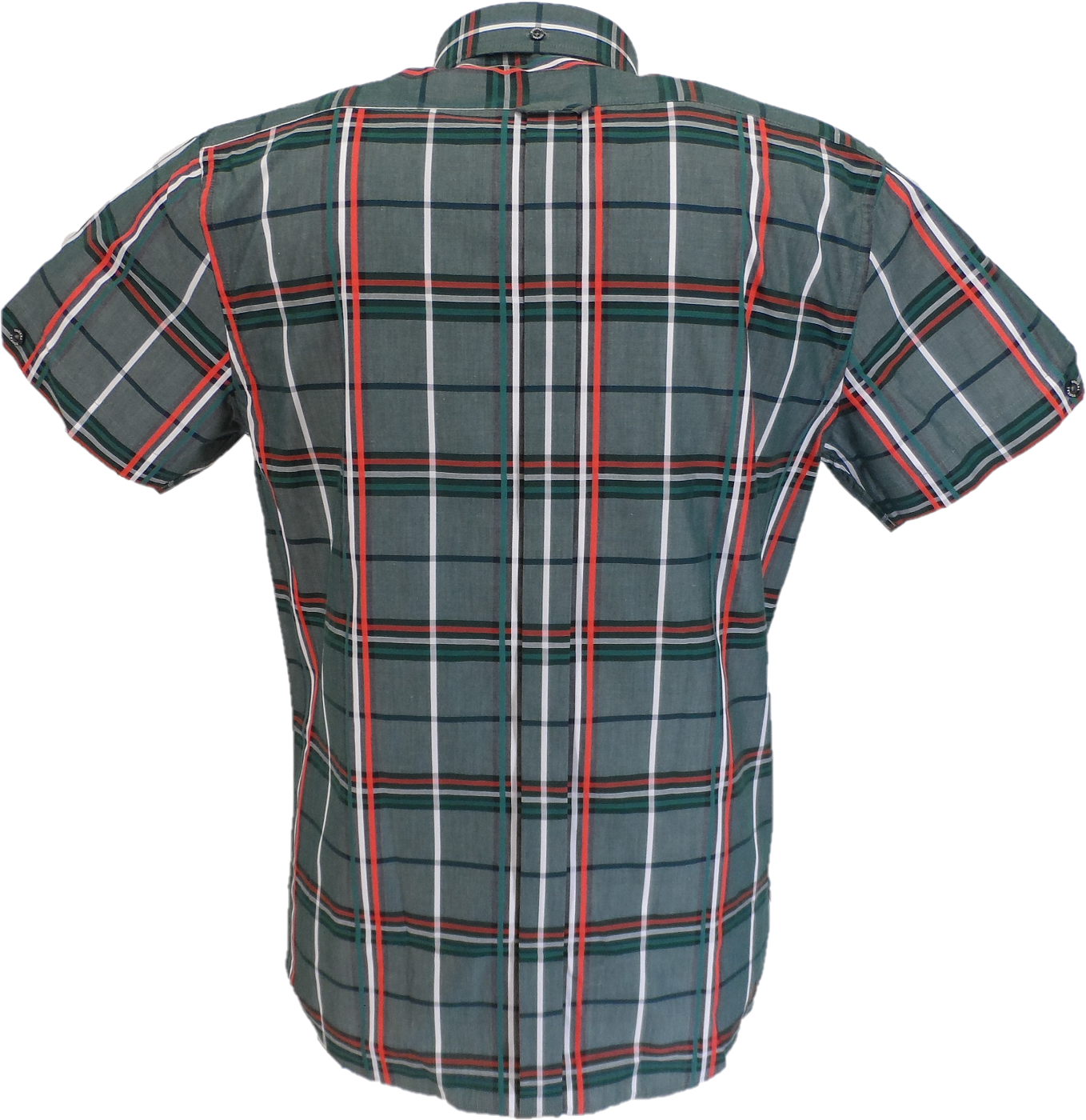 Tootal Mens Red Green Checked 100% Cotton Retro Down Short Sleeve Shirts