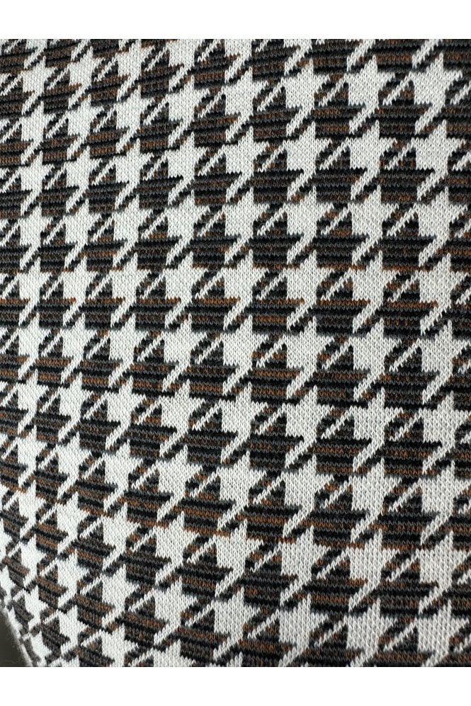 Trojan Mens Tan Brown Houndstooth Panel Polo Shirt