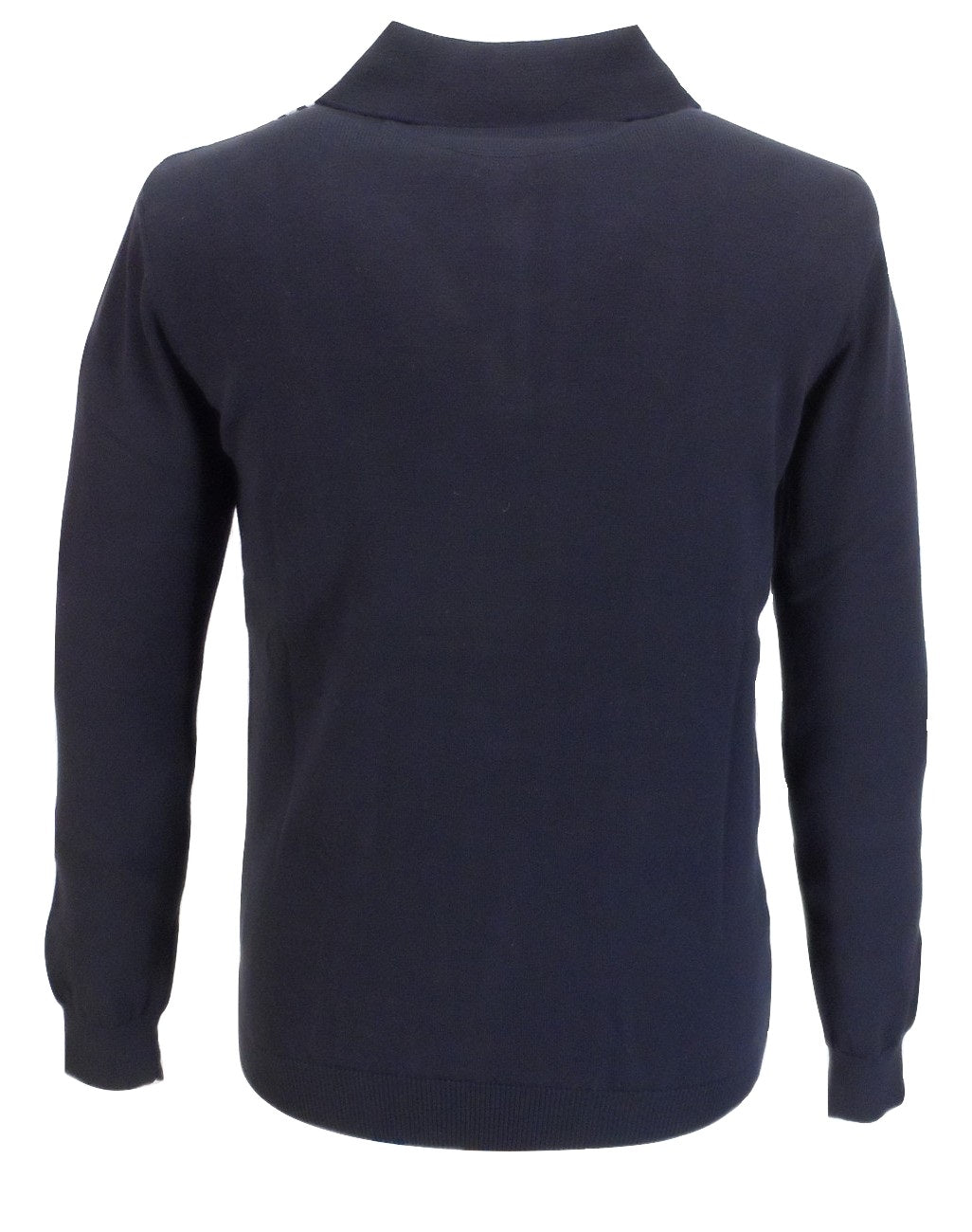 Trojan Records Mens Blue Spear Point Collar Cable Knitted Polo Shirt