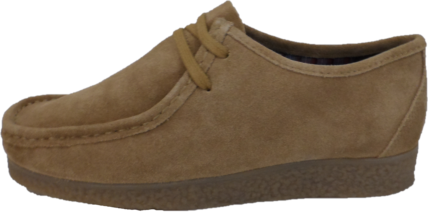 Roamers Mens Retro Camel Brown Walibee Style Real Suede Shoes