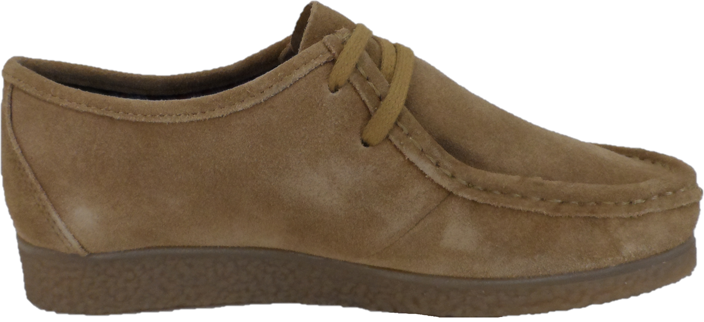 Roamers Mens Retro Camel Brown Walibee Style Real Suede Shoes