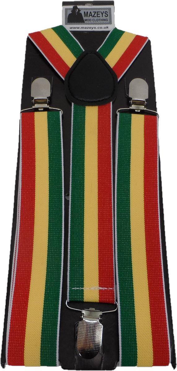 Mazeys Mens 35 MM Wide Rasta Braces