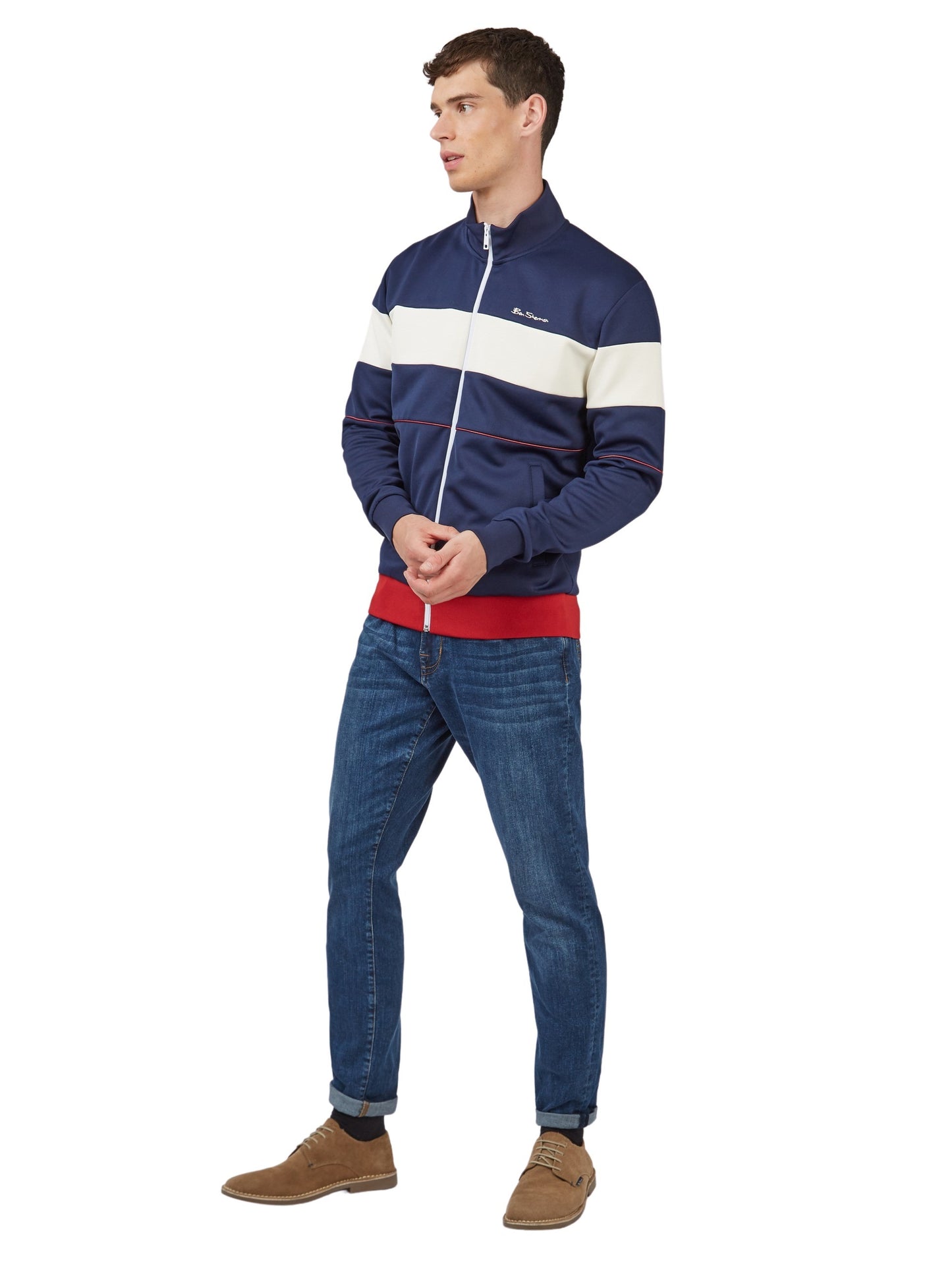 Ben Sherman Navy Tri Striped Retro Track Top Jacket