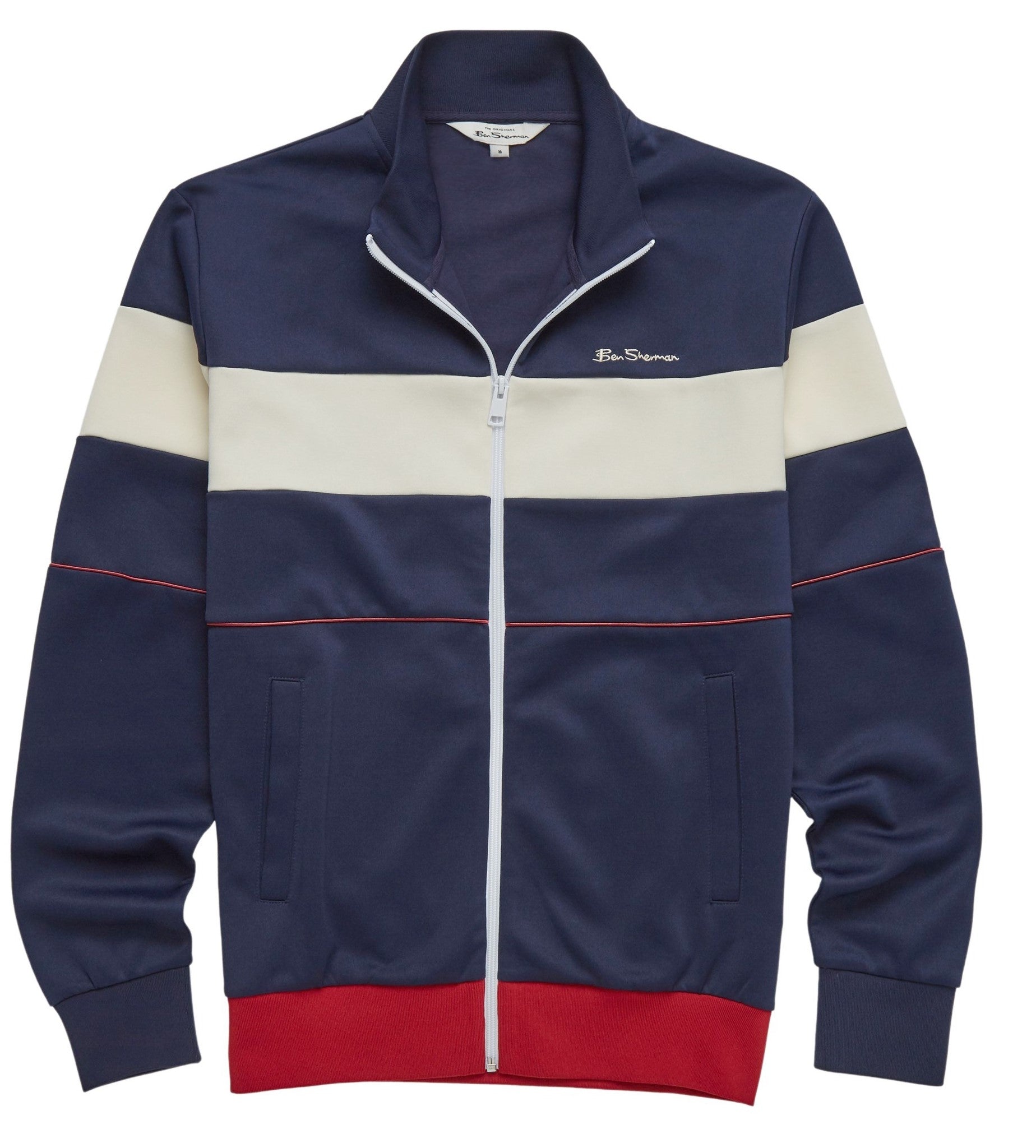 Ben Sherman Navy Tri Striped Retro Track Top Jacket – Mazeys UK