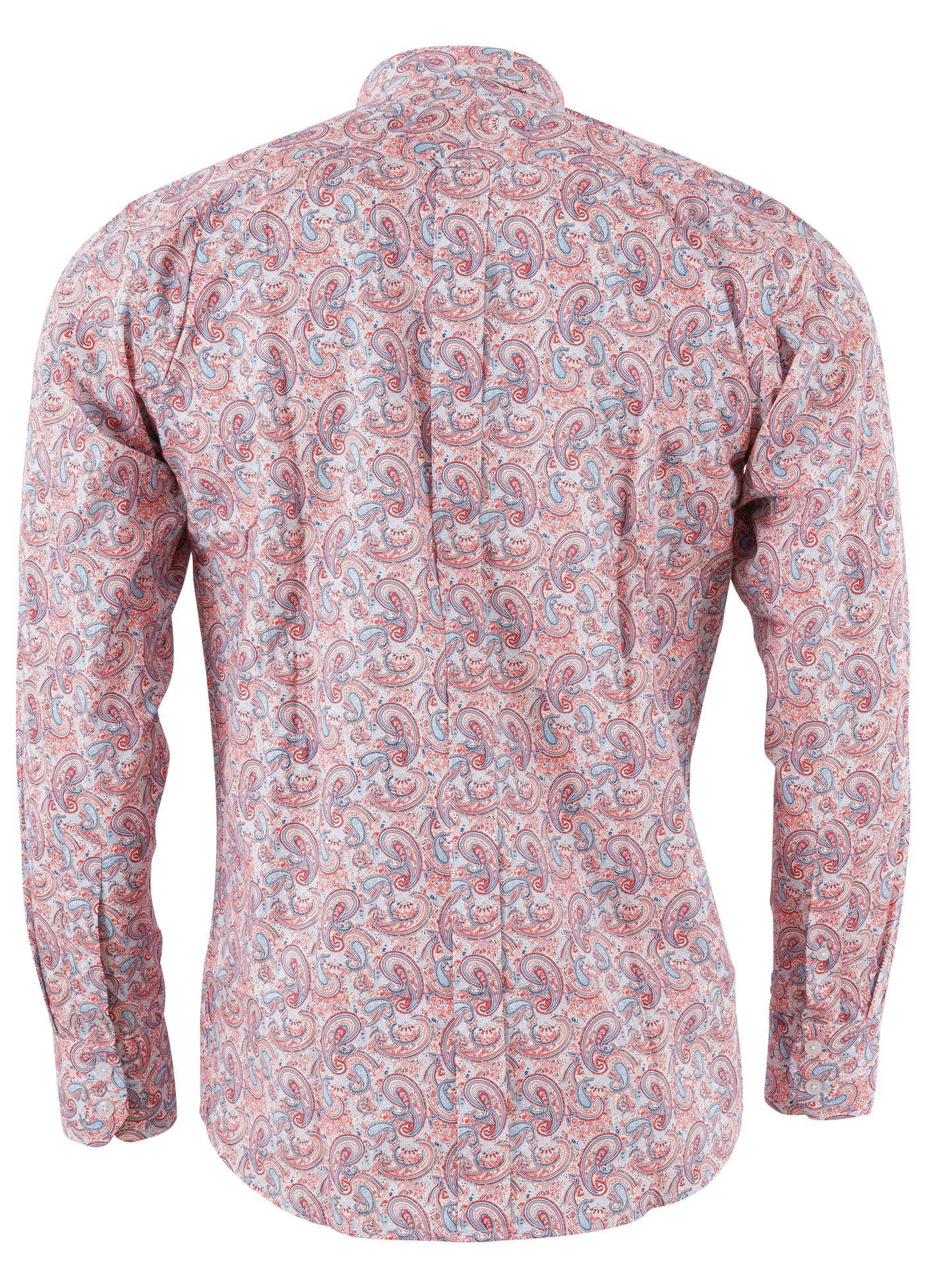 Relco Mens Red Paisley Long Sleeved Retro Mod Button Down Shirt