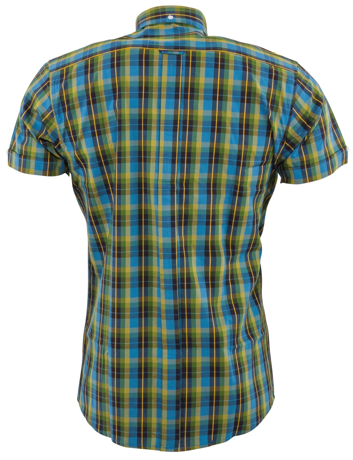 Relco Mens Blue Multi Checked Short Sleeved Button Down Shirts
