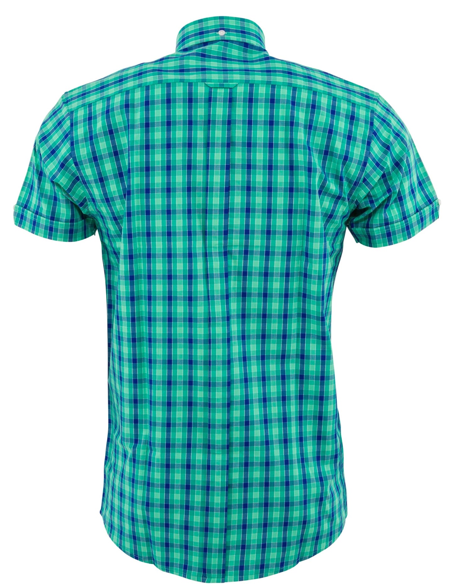 Relco Mens Green Checked Short Sleeved Button Down Shirts