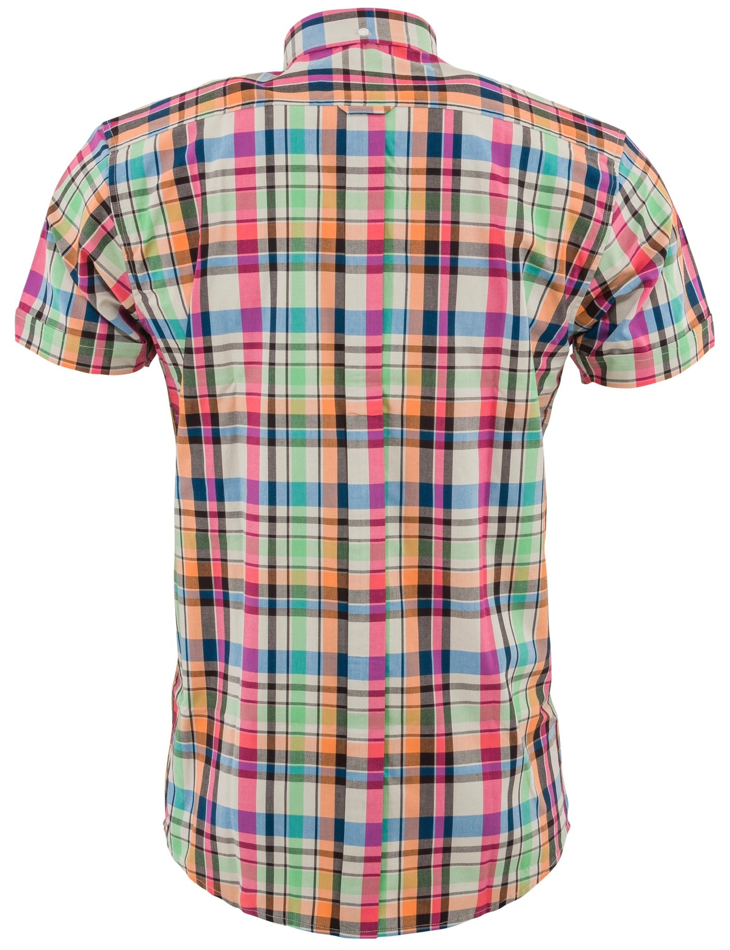 Relco Mens Multi Checked Short Sleeved Button Down Shirts