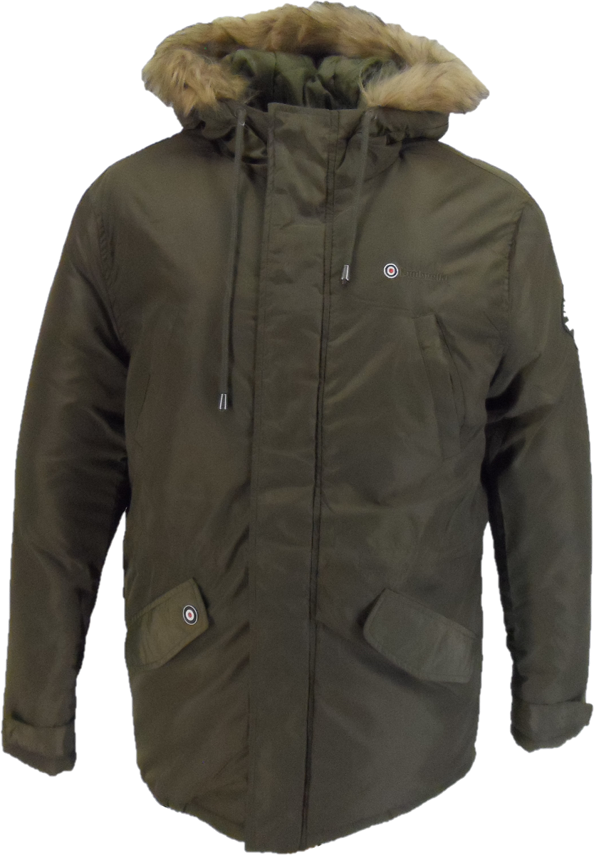 Lambretta Retro Khaki Quilted Fishtail Parka Sleeve Badges