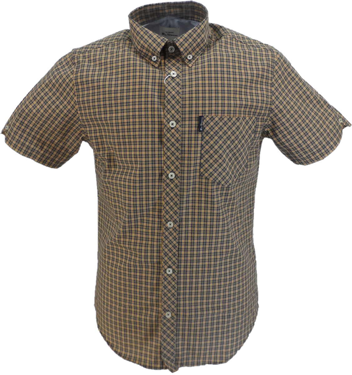 Ben Sherman Mens Sand Brown Check Short Sleeved Shirt Mazeys UK