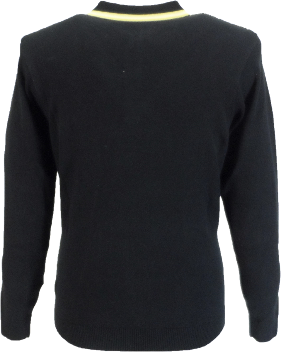 Gabicci Mens Black Ernest Retro Knitted Polo