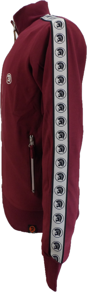 Trojan Records Mens Port Red Taped Sleeve Retro Track Tops