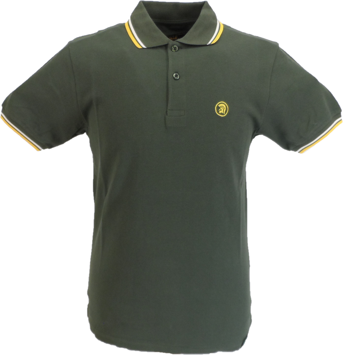 Trojan Records Mens Army Green Twin Tipped Polo Shirt