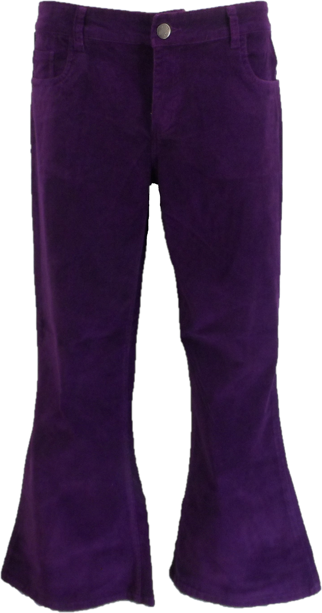 Men’s 70s Retro Purple Paisley Corduroy Bell Bottoms – Run & Fly, 30-38 Waist