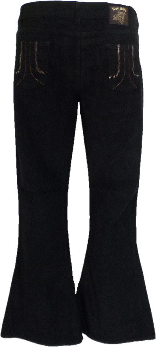 Run & Fly Mens Vintage 60s 70s Retro Black Bell Bottom Super Flares