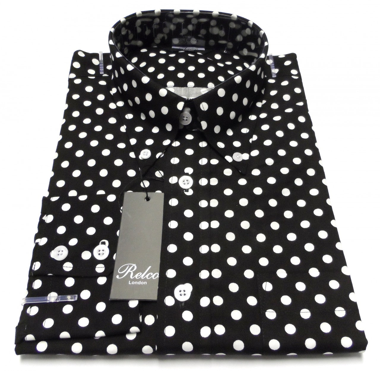 Relco White/Navy Polka dot Cotton