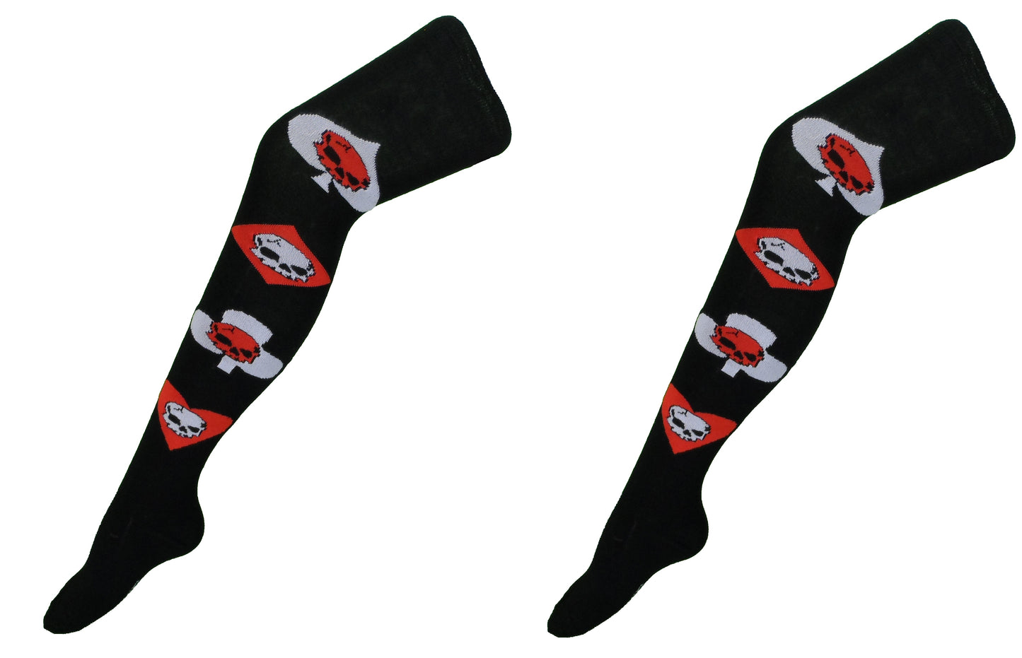 Ladies 2 Pair Pack of Skull Over the Knee Socks