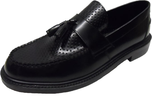 Ikon Original Black Quad Punch Retro,Ska,Northern Soul Tassel Loafers