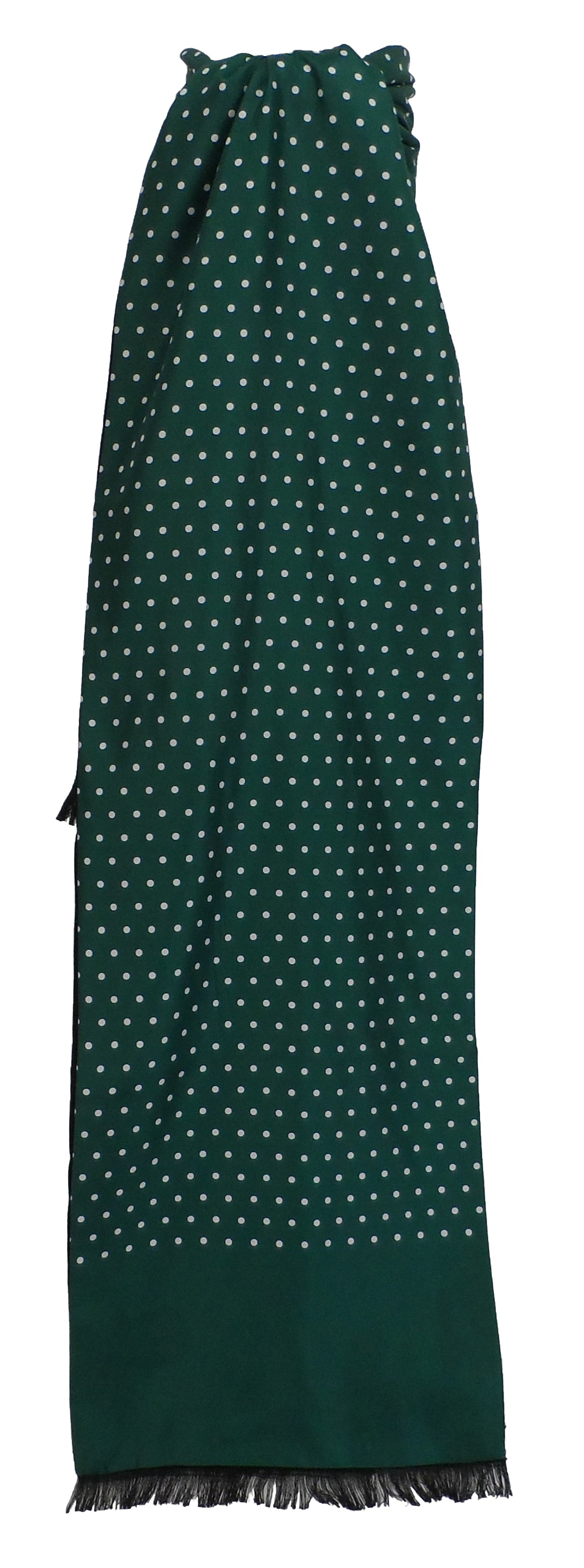 Mazeys Mens Classic Retro Mod Mod Tassled Scarf Green Polka Dot