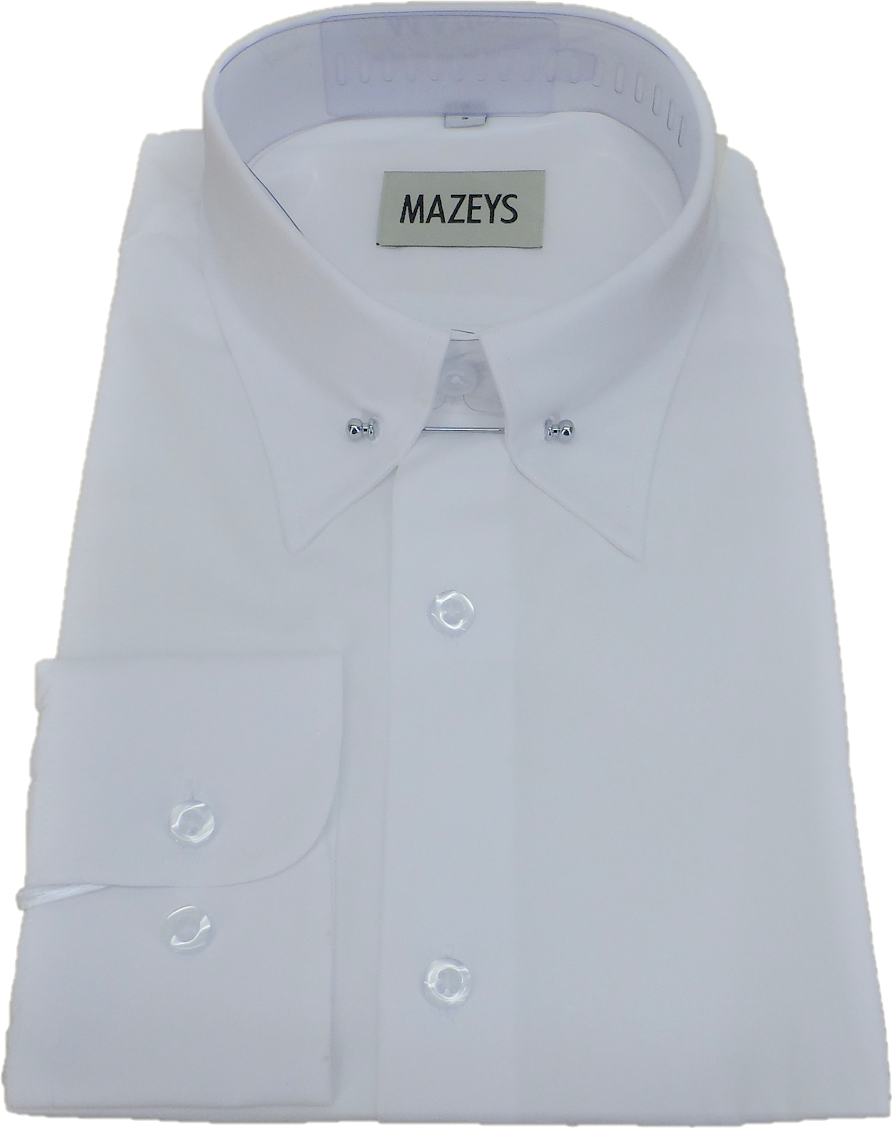Mazeys Mens White Pin Collar Cotton Long Sleeved Retro Shirts
