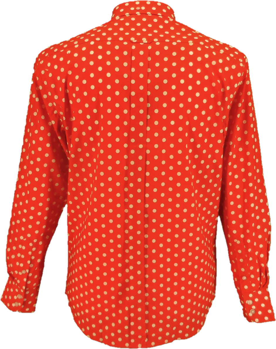 Mazeys Mens Red and White Retro Mod Polka Dot 100% Cotton Shirts…